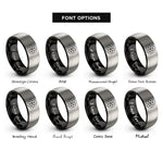 font options for inside engraving on black & grey flower of life rings