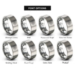 font options for inside engraving on silver flower of life rings