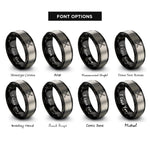 font options for inside engraving on black & grey flute badge rings