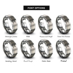 font options for inside engraving on gray flute badge rings
