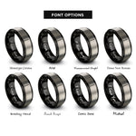 font options for inside engraving on black & grey flute rings