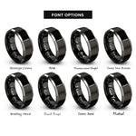 font options for inside engraving on black & silver flute rings