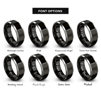 font options for inside engraving on black & silver flute rings