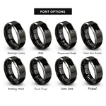 font options for inside engraving on black & silver flutist rings