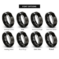 font options for inside engraving on black & silver flutist rings