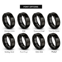 font options for inside engraving on black flutist rings
