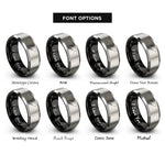 font options for inside engraving on black & grey fly fisher casting rings
