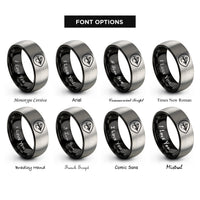 font options for inside engraving on black & grey fly line rings