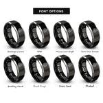 font options for inside engraving on black & gray fly reel rings