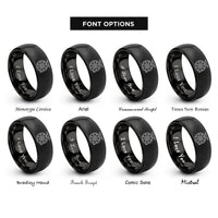 font options for inside engraving on black fly reel rings