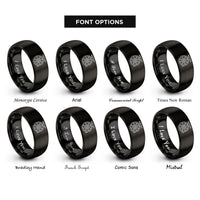 font options for inside engraving on black fly reel rings