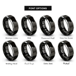 font options for inside engraving on black & gray fly rod reel rings