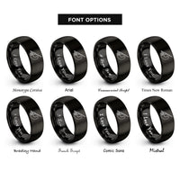 font options for inside engraving on black fly rod reel rings