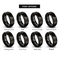 font options for inside engraving on black fly rod reel rings