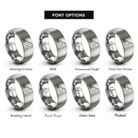 font options for inside engraving on gray fly rod reel rings