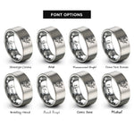 font options for inside engraving on grey flying knee silhouette rings