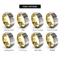 font options for inside engraving on gold & silver flying sleigh rings