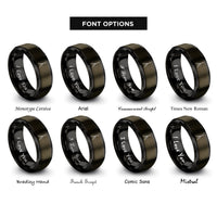 font options for inside engraving on gunmetal & black flying v guitar rings