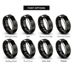 font options for inside engraving on black & silver foal rings