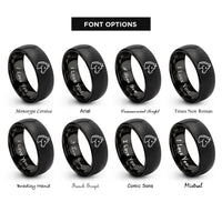 font options for inside engraving on black foal rings