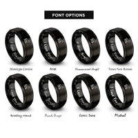 font options for inside engraving on black foal silhouette standing rings