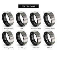 font options for inside engraving on black & grey foam cells rings