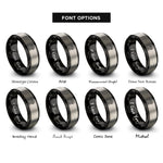 font options for inside engraving on black & silver foam cells rings