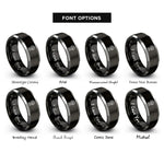 font options for inside engraving on black & grey foam cells rings