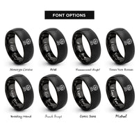 font options for inside engraving on black foam cells rings