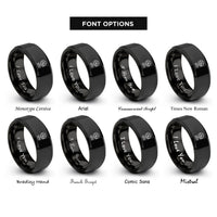 font options for inside engraving on black foam cells rings