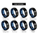 font options for inside engraving on black & blue foam finger rings
