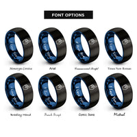 font options for inside engraving on black & blue foam finger rings
