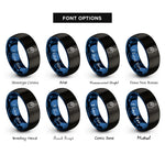 font options for inside engraving on black & blue foam hand rings