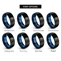 font options for inside engraving on black & blue foam hand rings