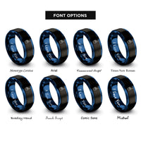 font options for inside engraving on black & blue foam hand rings