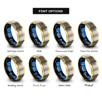 font options for inside engraving on gold & blue & gray foam hand rings