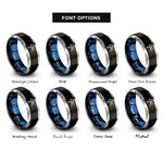 font options for inside engraving on black & blue & grey focus light beam rings