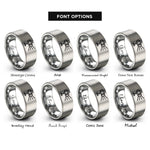 font options for inside engraving on grey focus light beam rings