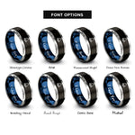 font options for inside engraving on black & blue & silver fog bell clapper rings