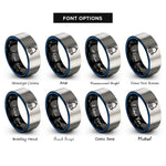 font options for inside engraving on black & blue & silver fog bell clapper rings
