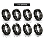 font options for inside engraving on black & silver folded flag rings