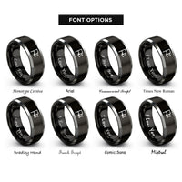 font options for inside engraving on black & silver folded flag rings