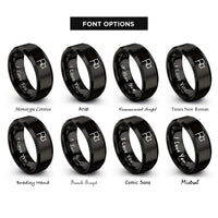 font options for inside engraving on black folded flag rings
