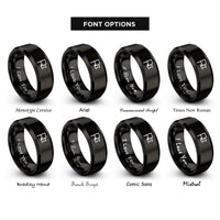 font options for inside engraving on black folded flag rings