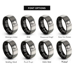 font options for inside engraving on black & gray folded headphones rings