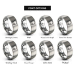 font options for inside engraving on silver folded headphones rings