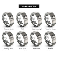 font options for inside engraving on silver folded headphones rings