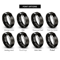 font options for inside engraving on black & gray folded map rings