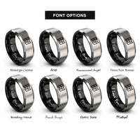 font options for inside engraving on black & grey folded map rings