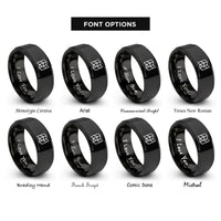font options for inside engraving on black folded map rings